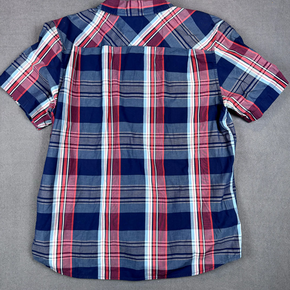 The North Face Shirt Mens XL Red Blue Plaid Lightweight Button Up Short Sleeve - Picture 2 of 8